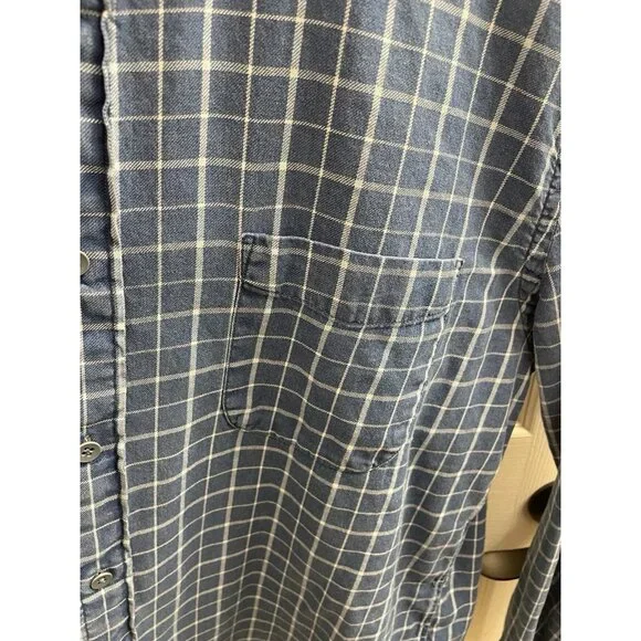 Faherty Men's Blue Plaid Long Sleeve Button Down Shirt Size Xl Light Flannel - Picture 8 of 9
